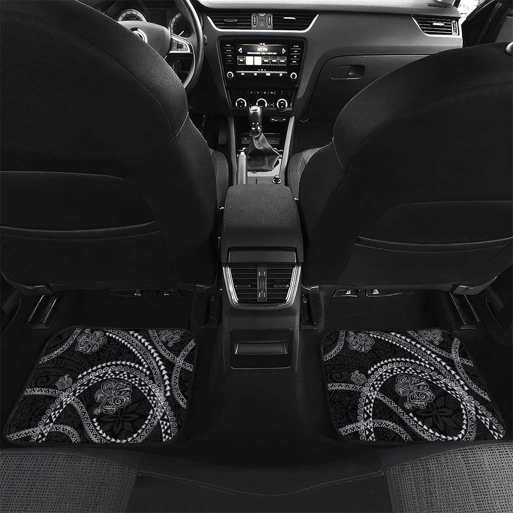 Hawaiian Kakau Art and Hisbiscus Tattoo Car Mats Tribal Pattern-Silver Style - Polynesian Pride