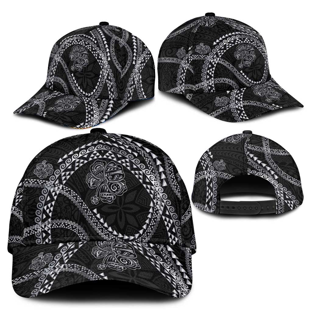 Hawaiian Kakau Art and Hisbiscus Tattoo Classic Cap Tribal Pattern-Silver Style - Polynesian Pride