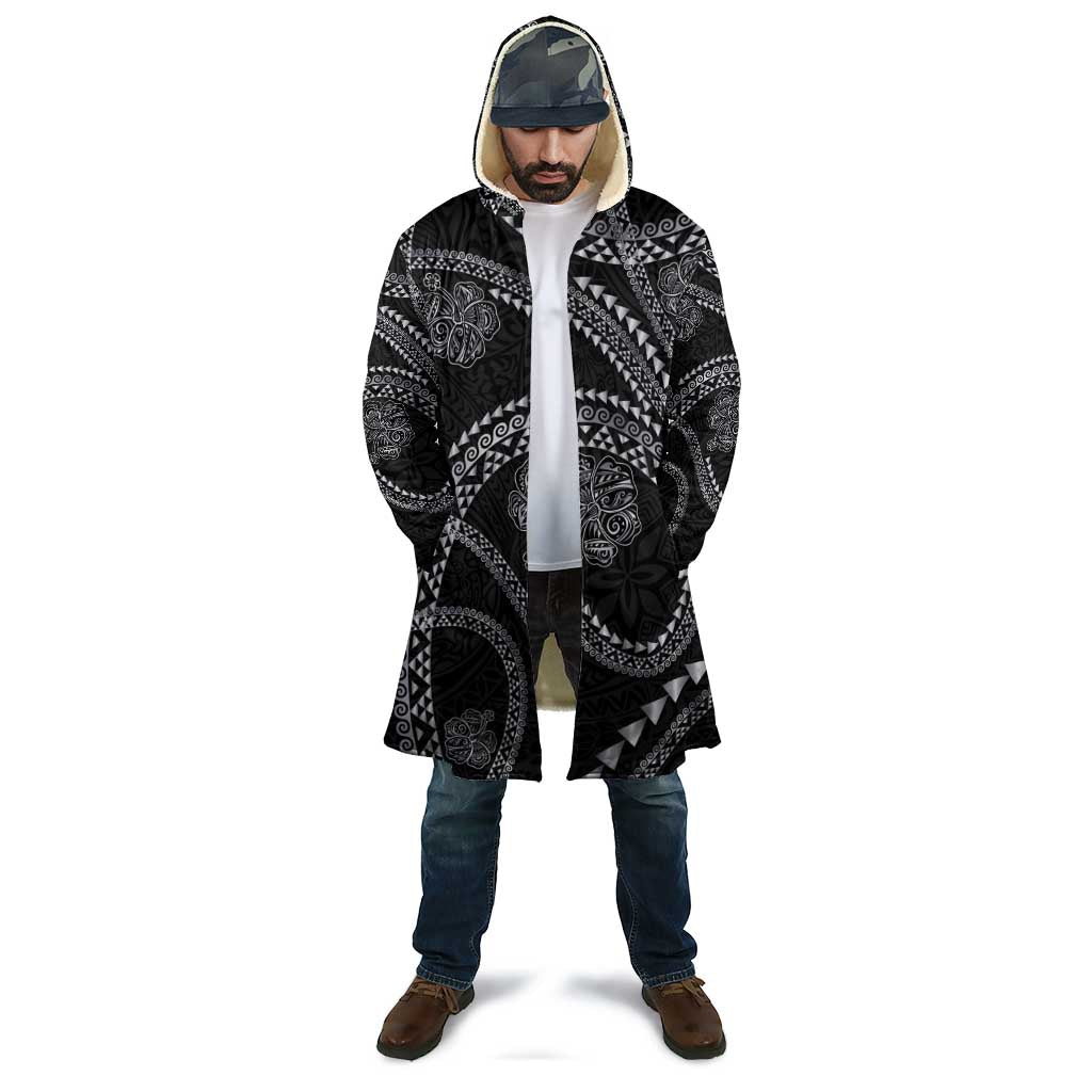 Hawaiian Kakau Art and Hisbiscus Tattoo Cloak Tribal Pattern-Silver Style - Polynesian Pride