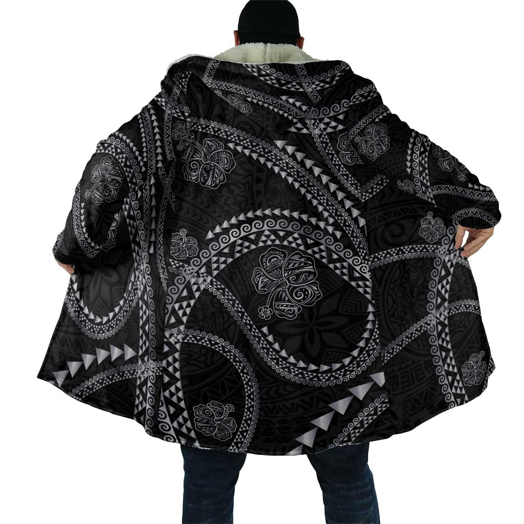 Hawaiian Kakau Art and Hisbiscus Tattoo Cloak Tribal Pattern-Silver Style - Polynesian Pride