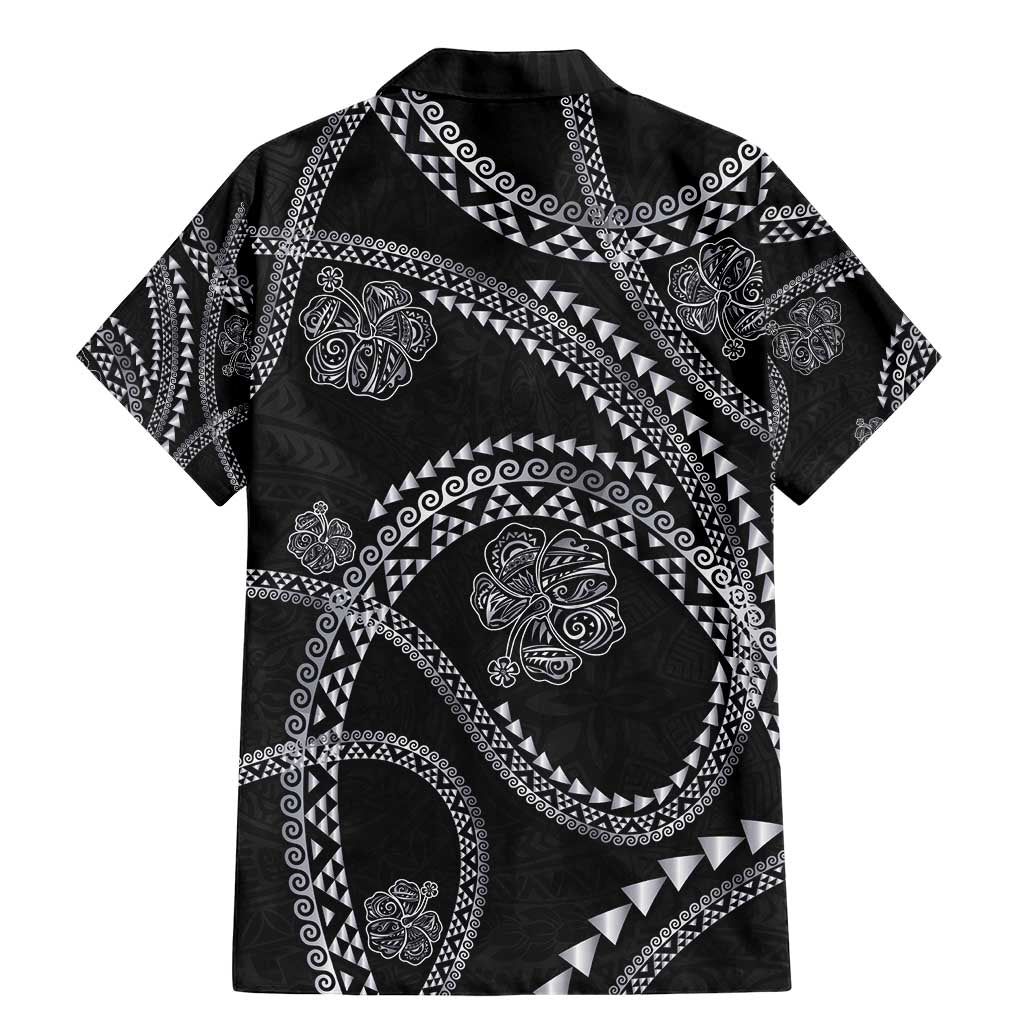 Hawaiian Kakau Art and Hisbiscus Tattoo Family Matching Mermaid Dress and Hawaiian Shirt Tribal Pattern-Silver Style - Polynesian Pride
