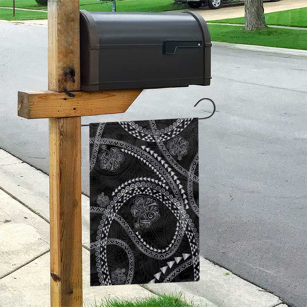 Hawaiian Kakau Art and Hisbiscus Tattoo Garden Flag Tribal Pattern-Silver Style - Polynesian Pride