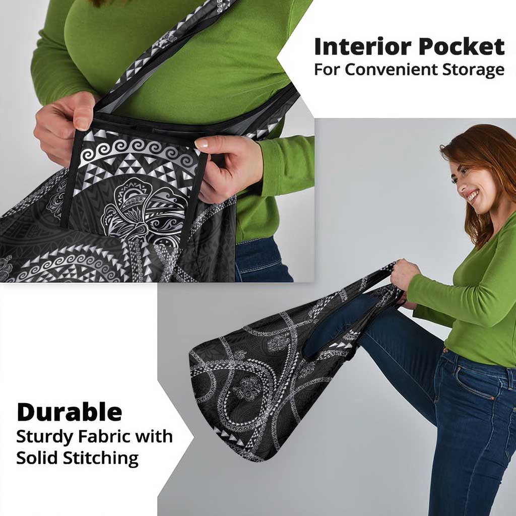 Hawaiian Kakau Art and Hisbiscus Tattoo Grocery Bag Tribal Pattern-Silver Style - Polynesian Pride