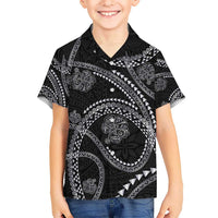 Hawaiian Kakau Art and Hisbiscus Tattoo Hawaiian Shirt Tribal Pattern-Silver Style - Polynesian Pride