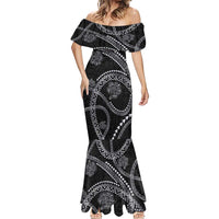 Hawaiian Kakau Art and Hisbiscus Tattoo Mermaid Dress Tribal Pattern-Silver Style - Polynesian Pride