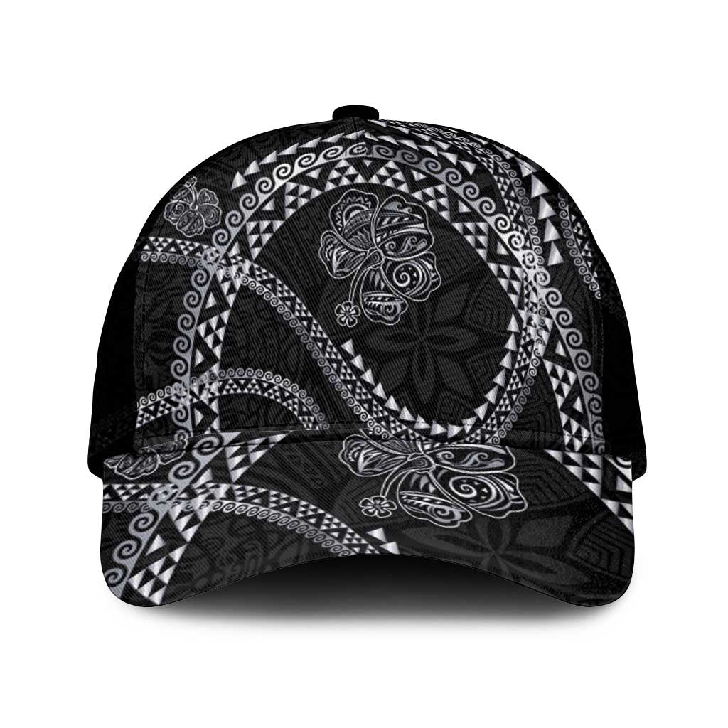 Hawaiian Kakau Art and Hisbiscus Tattoo Mesh Trucker Cap Tribal Pattern-Silver Style - Polynesian Pride