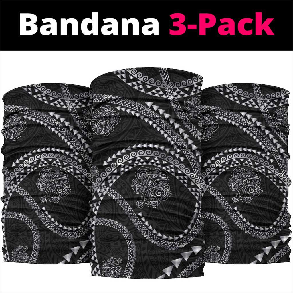 Hawaiian Kakau Art and Hisbiscus Tattoo Neck Gaiter Tribal Pattern-Silver Style - Polynesian Pride