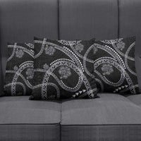 Hawaiian Kakau Art and Hisbiscus Tattoo Pillow Cover Tribal Pattern-Silver Style - Polynesian Pride