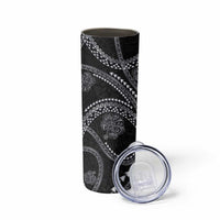 Hawaiian Kakau Art and Hisbiscus Tattoo Skinny Tumbler Tribal Pattern-Silver Style - Polynesian Pride
