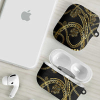 Hawaiian Kakau Art and Hisbiscus Tattoo AirPods Case Tribal Pattern-Gold Style - Polynesian Pride