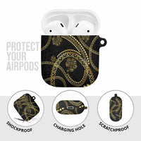 Hawaiian Kakau Art and Hisbiscus Tattoo AirPods Case Tribal Pattern-Gold Style - Polynesian Pride