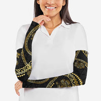 Hawaiian Kakau Art and Hisbiscus Tattoo Arm Sleeves Tribal Pattern-Gold Style - Polynesian Pride