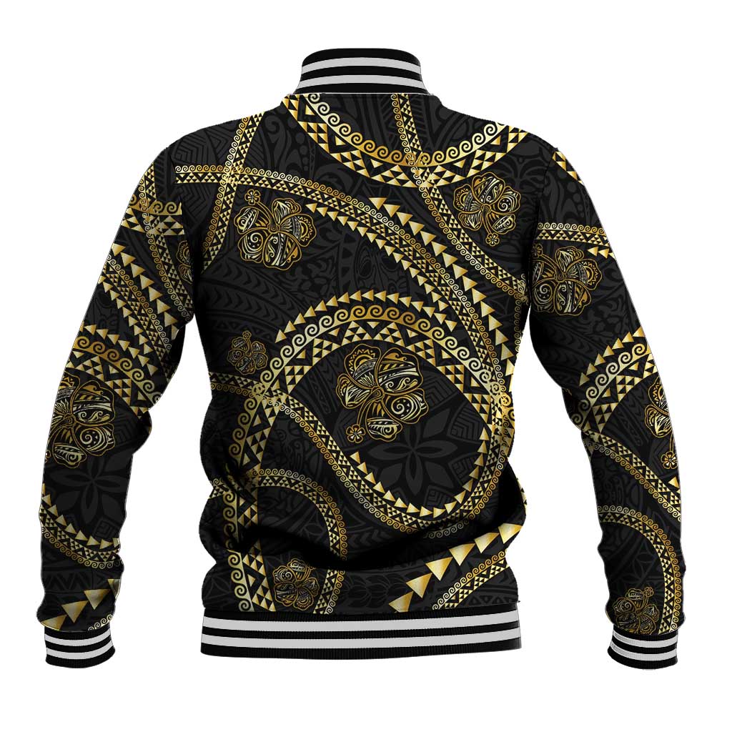 Hawaiian Kakau Art and Hisbiscus Tattoo Baseball Jacket Tribal Pattern-Gold Style LT03 - Polynesian Pride