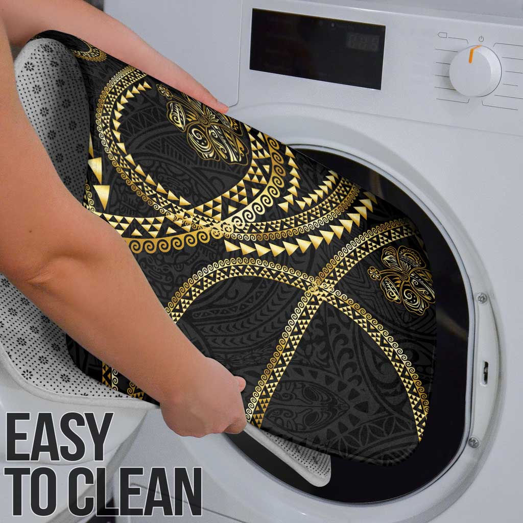 Hawaiian Kakau Art and Hisbiscus Tattoo Bathroom Set Tribal Pattern-Gold Style - Polynesian Pride