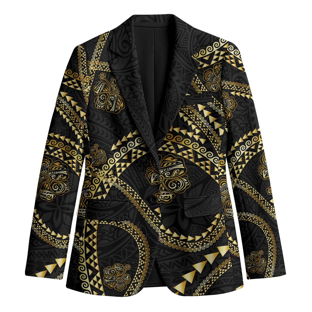 Hawaiian Kakau Art and Hisbiscus Tattoo Blazer Tribal Pattern-Gold Style - Polynesian Pride
