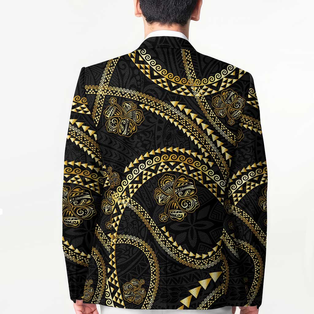 Hawaiian Kakau Art and Hisbiscus Tattoo Blazer Tribal Pattern-Gold Style - Polynesian Pride
