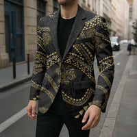 Hawaiian Kakau Art and Hisbiscus Tattoo Blazer Tribal Pattern-Gold Style - Polynesian Pride
