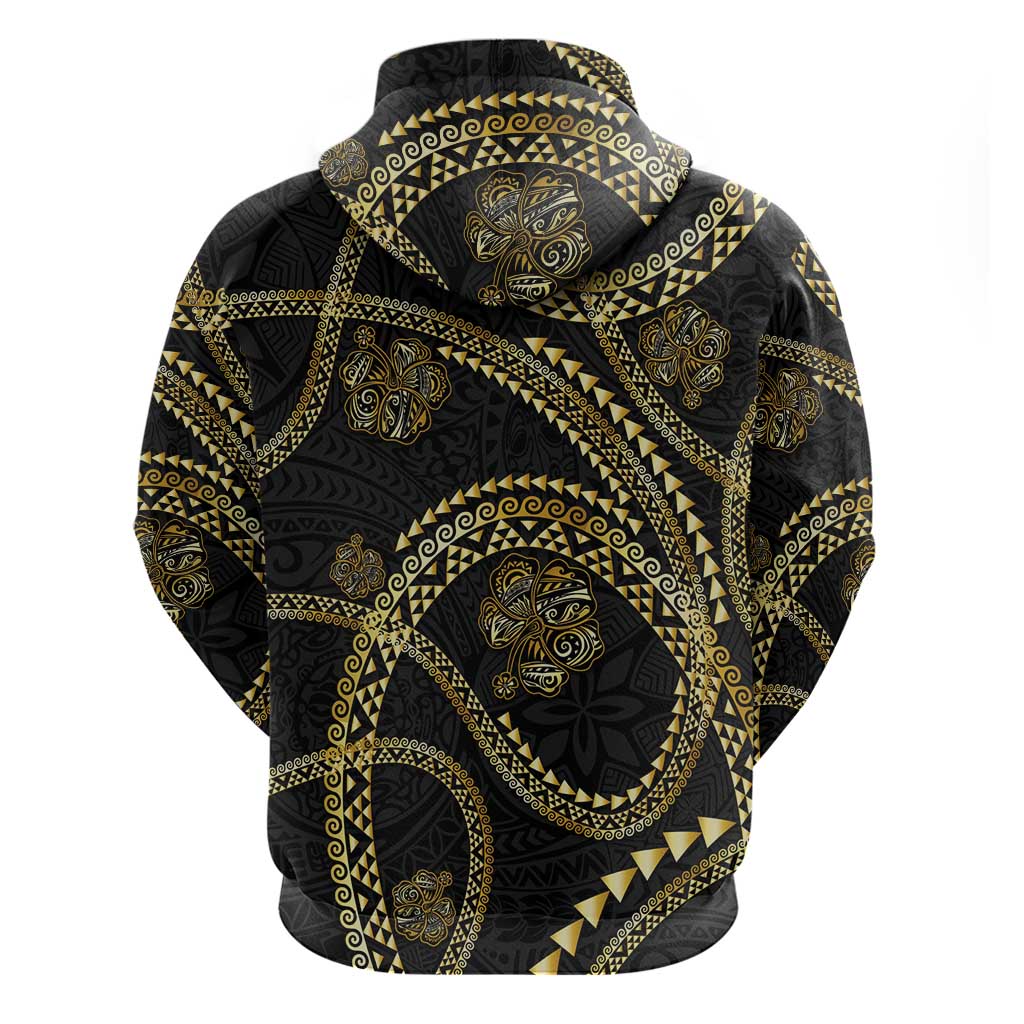 Hawaiian Kakau Art and Hisbiscus Tattoo Hoodie Tribal Pattern-Gold Style - Polynesian Pride