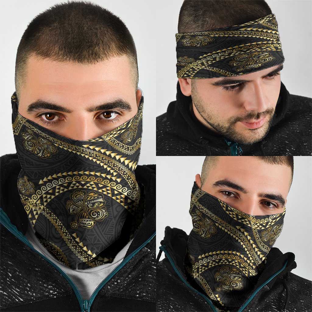 Hawaiian Kakau Art and Hisbiscus Tattoo Neck Gaiter Tribal Pattern-Gold Style - Polynesian Pride