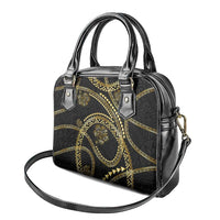 Hawaiian Kakau Art and Hisbiscus Tattoo Shoulder Handbag Tribal Pattern-Gold Style - Polynesian Pride