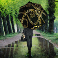 Hawaiian Kakau Art and Hisbiscus Tattoo Umbrella Tribal Pattern-Gold Style - Polynesian Pride