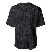 Hawaiian Kakau Art and Hisbiscus Tattoo Baseball Jersey Tribal Pattern-Black Gradient Style - Polynesian Pride