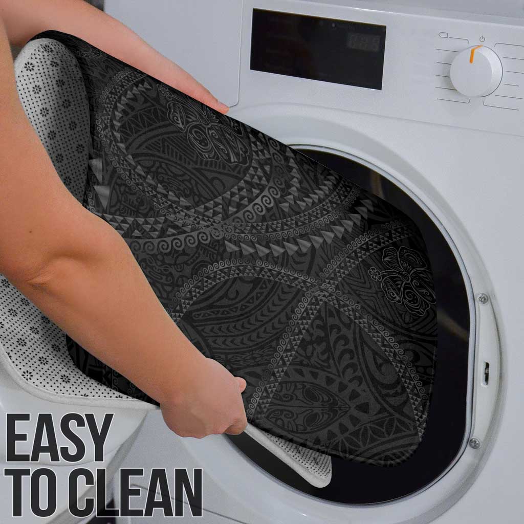 Hawaiian Kakau Art and Hisbiscus Tattoo Bathroom Set Tribal Pattern-Black Gradient Style - Polynesian Pride