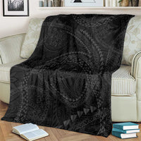 Hawaiian Kakau Art and Hisbiscus Tattoo Blanket Tribal Pattern-Black Gradient Style - Polynesian Pride