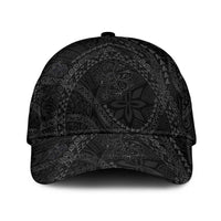 Hawaiian Kakau Art and Hisbiscus Tattoo Classic Cap Tribal Pattern-Black Gradient Style - Polynesian Pride