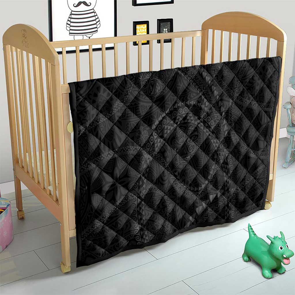 Hawaiian Kakau Art and Hisbiscus Tattoo Quilt Tribal Pattern-Black Gradient Style - Polynesian Pride