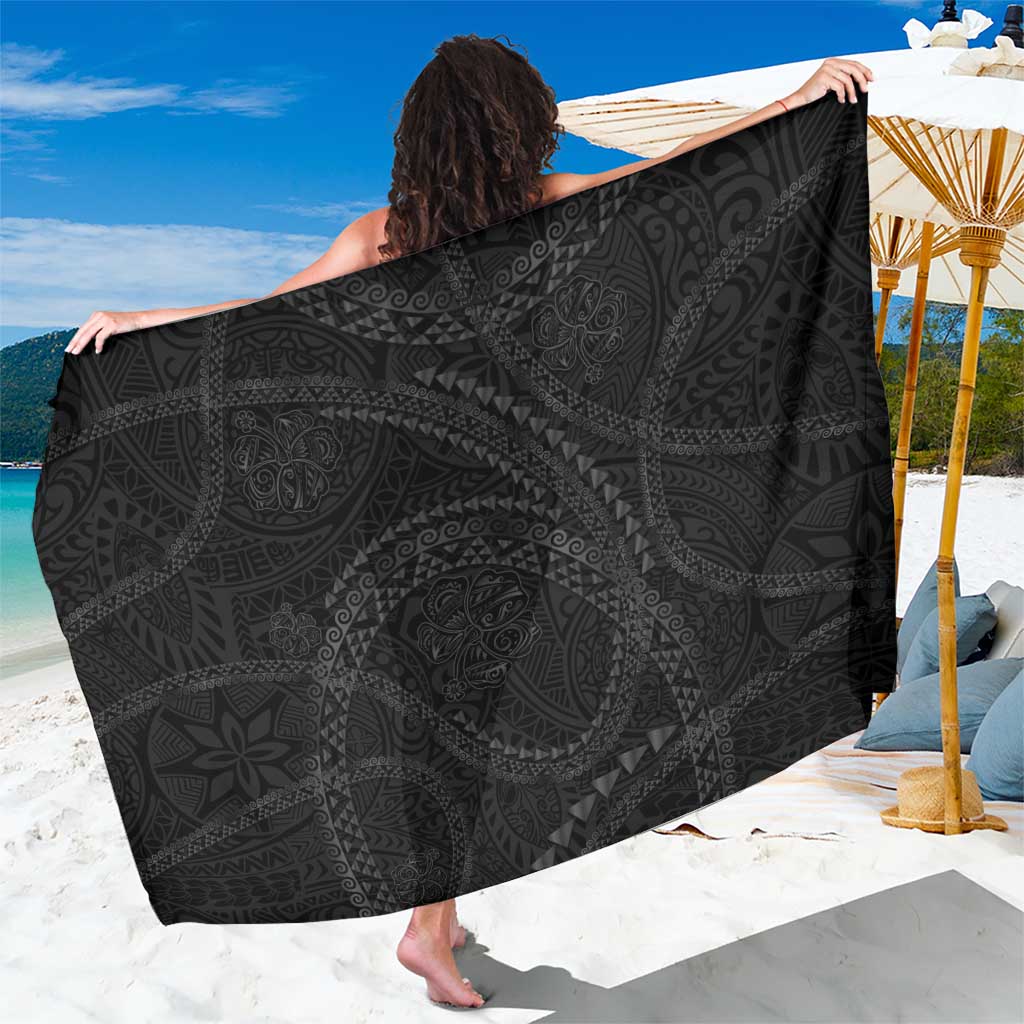 Hawaiian Kakau Art and Hisbiscus Tattoo Sarong Tribal Pattern-Black Gradient Style - Polynesian Pride