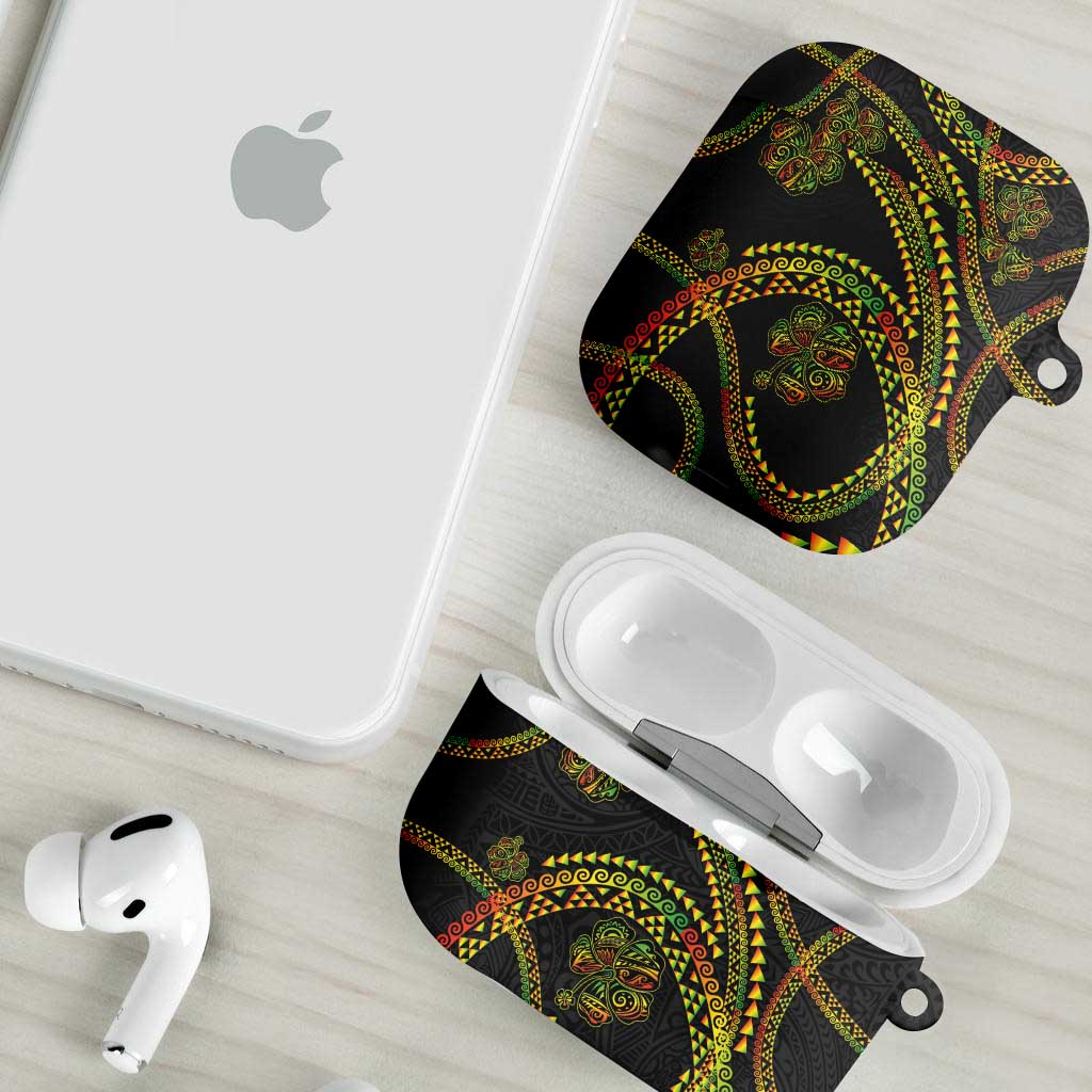 Hawaiian Kakau Art and Hisbiscus Tattoo AirPods Case Tribal Pattern-Reggae Style - Polynesian Pride