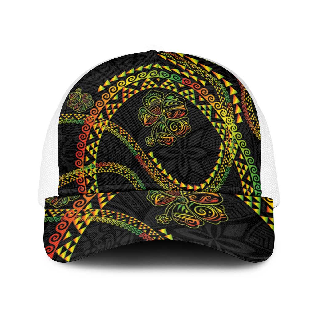 Hawaiian Kakau Art and Hisbiscus Tattoo Baseball Net Cap Tribal Pattern-Reggae Style - Polynesian Pride