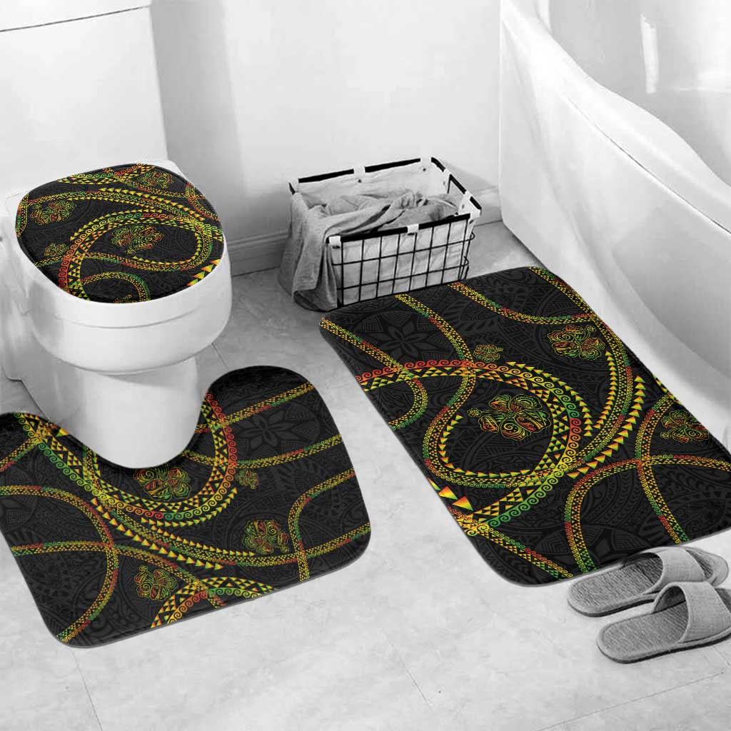 Hawaiian Kakau Art and Hisbiscus Tattoo Bathroom Set Tribal Pattern-Reggae Style - Polynesian Pride