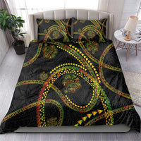 Hawaiian Kakau Art and Hisbiscus Tattoo Bedding Set Tribal Pattern-Reggae Style - Polynesian Pride