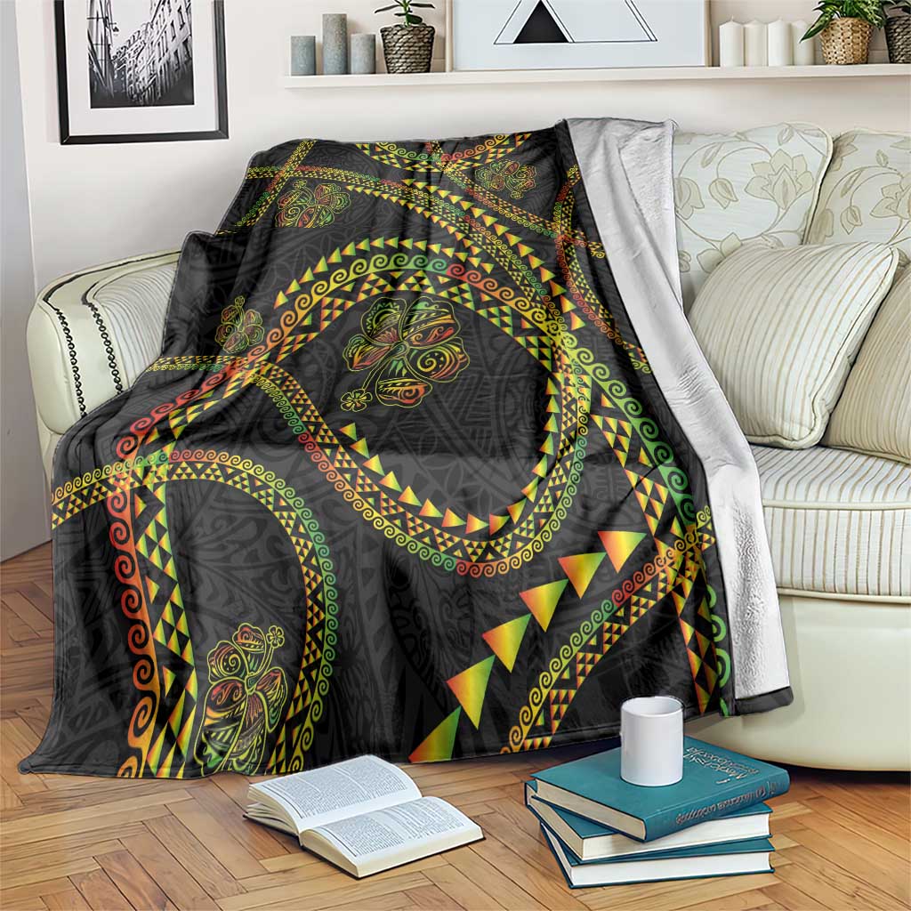 Hawaiian Kakau Art and Hisbiscus Tattoo Blanket Tribal Pattern-Reggae Style - Polynesian Pride