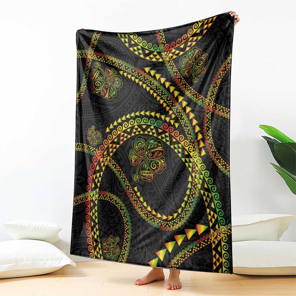 Hawaiian Kakau Art and Hisbiscus Tattoo Blanket Tribal Pattern-Reggae Style - Polynesian Pride