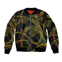 Hawaiian Kakau Art and Hisbiscus Tattoo Bomber Jacket Tribal Pattern-Reggae Style - Polynesian Pride