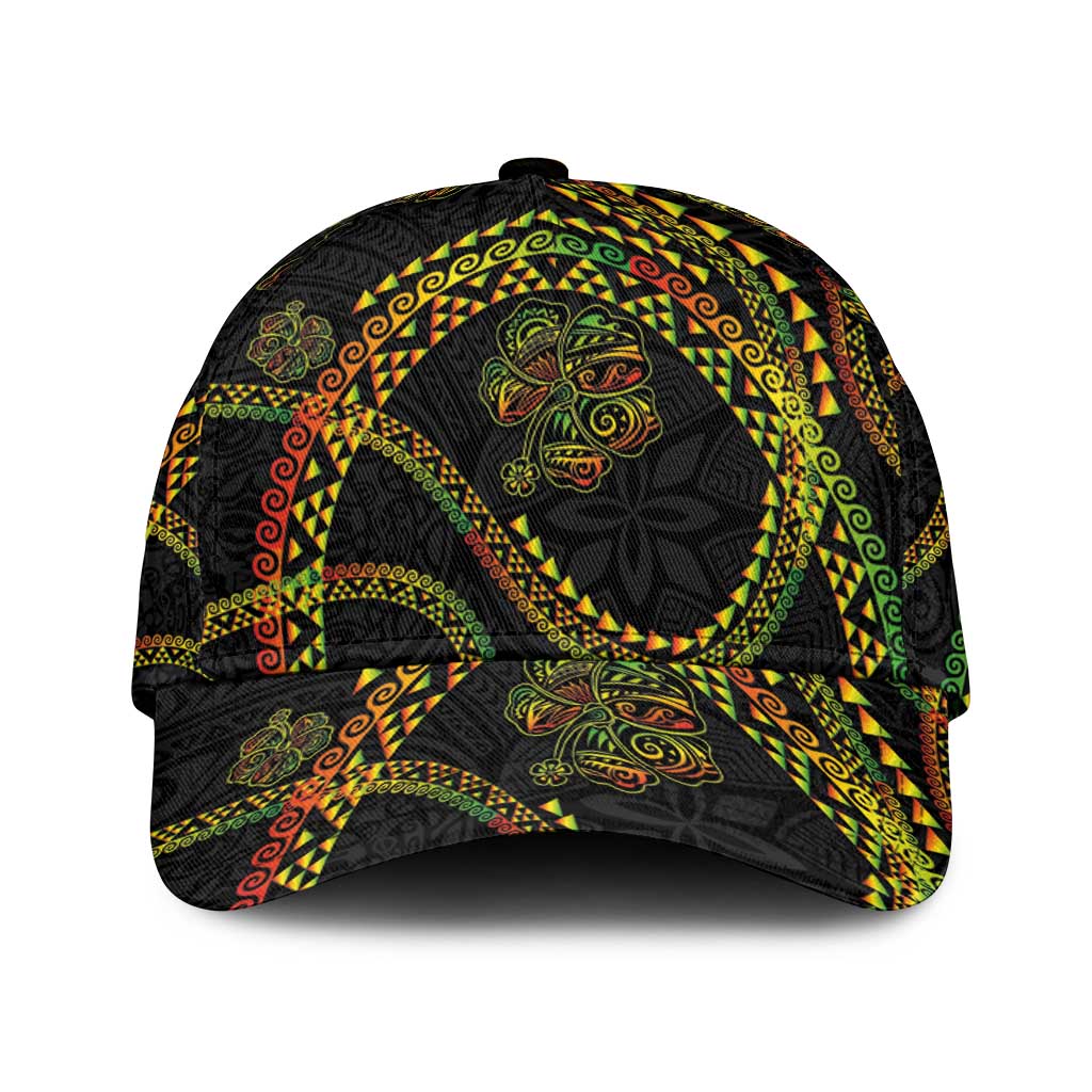 Hawaiian Kakau Art and Hisbiscus Tattoo Classic Cap Tribal Pattern-Reggae Style - Polynesian Pride