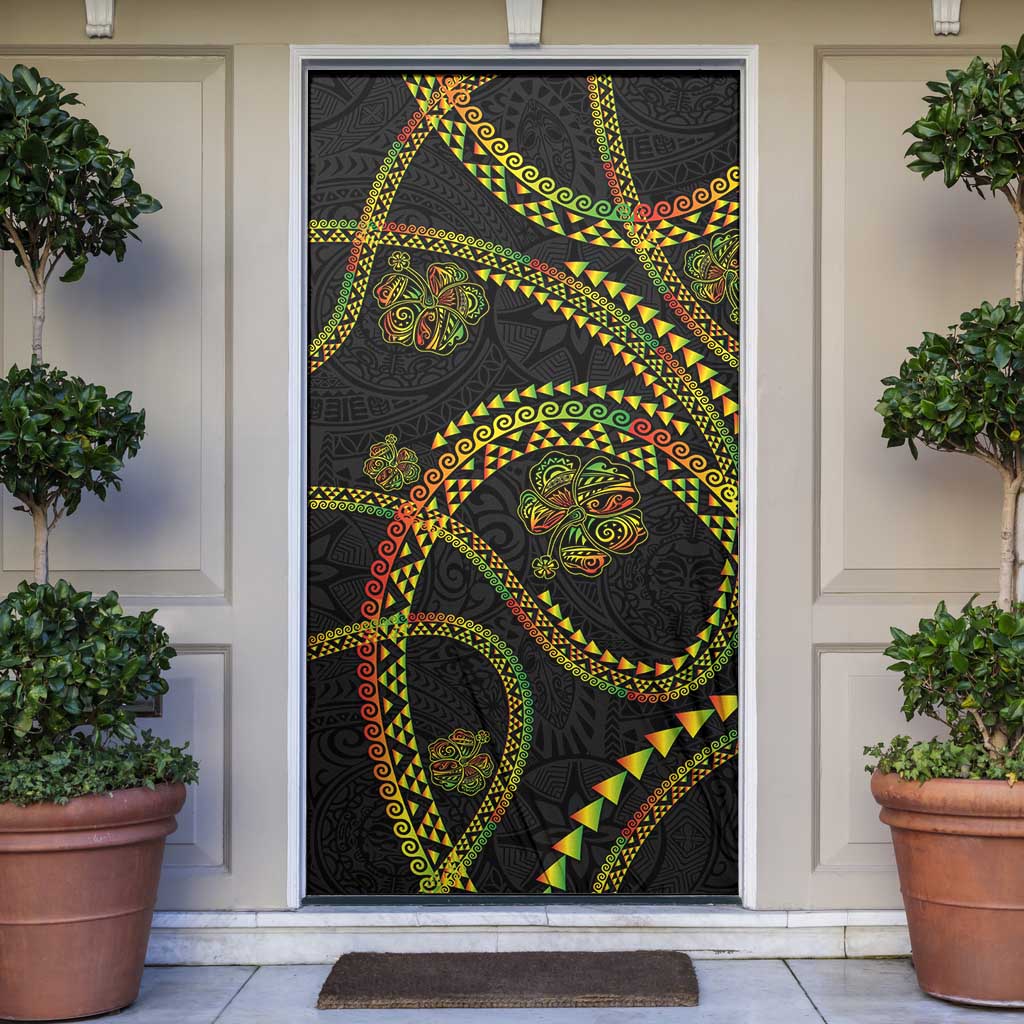 Hawaiian Kakau Art and Hisbiscus Tattoo Door Cover Tribal Pattern-Reggae Style - Polynesian Pride