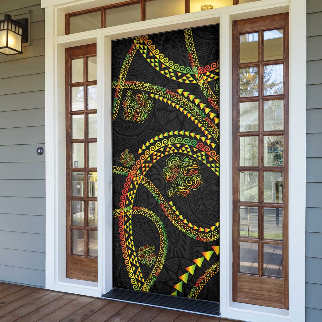 Hawaiian Kakau Art and Hisbiscus Tattoo Door Cover Tribal Pattern-Reggae Style - Polynesian Pride