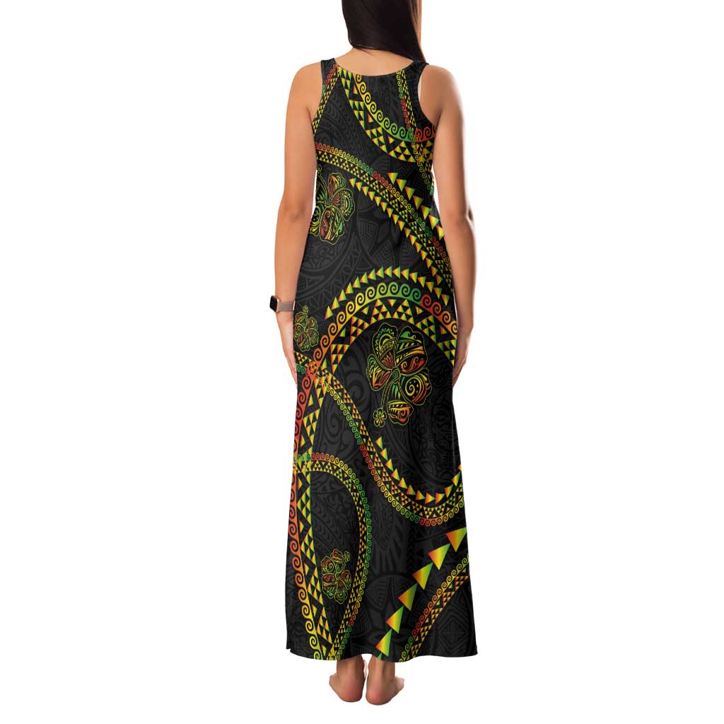 Hawaiian Kakau Art and Hisbiscus Tattoo Family Matching Tank Maxi Dress and Hawaiian Shirt Tribal Pattern-Reggae Style - Polynesian Pride