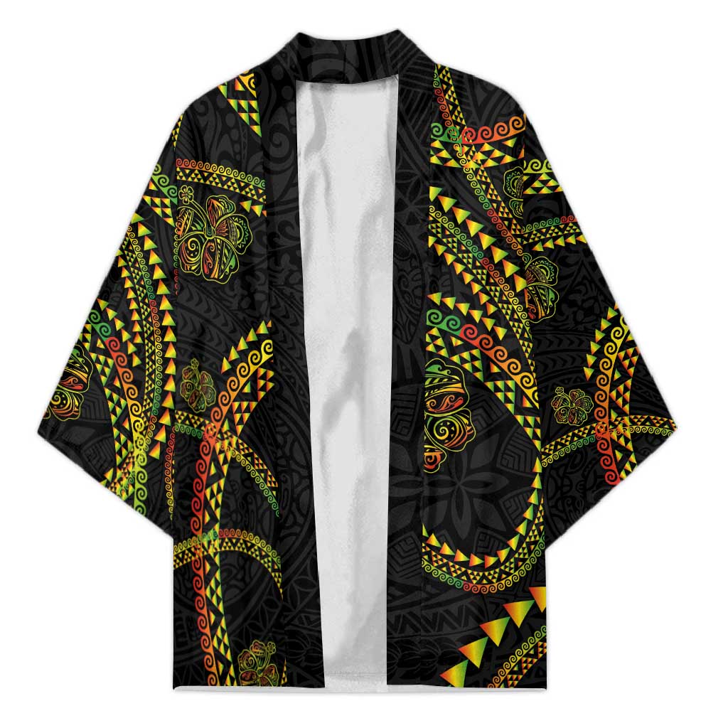 Hawaiian Kakau Art and Hisbiscus Tattoo Kimono Tribal Pattern-Reggae Style - Polynesian Pride