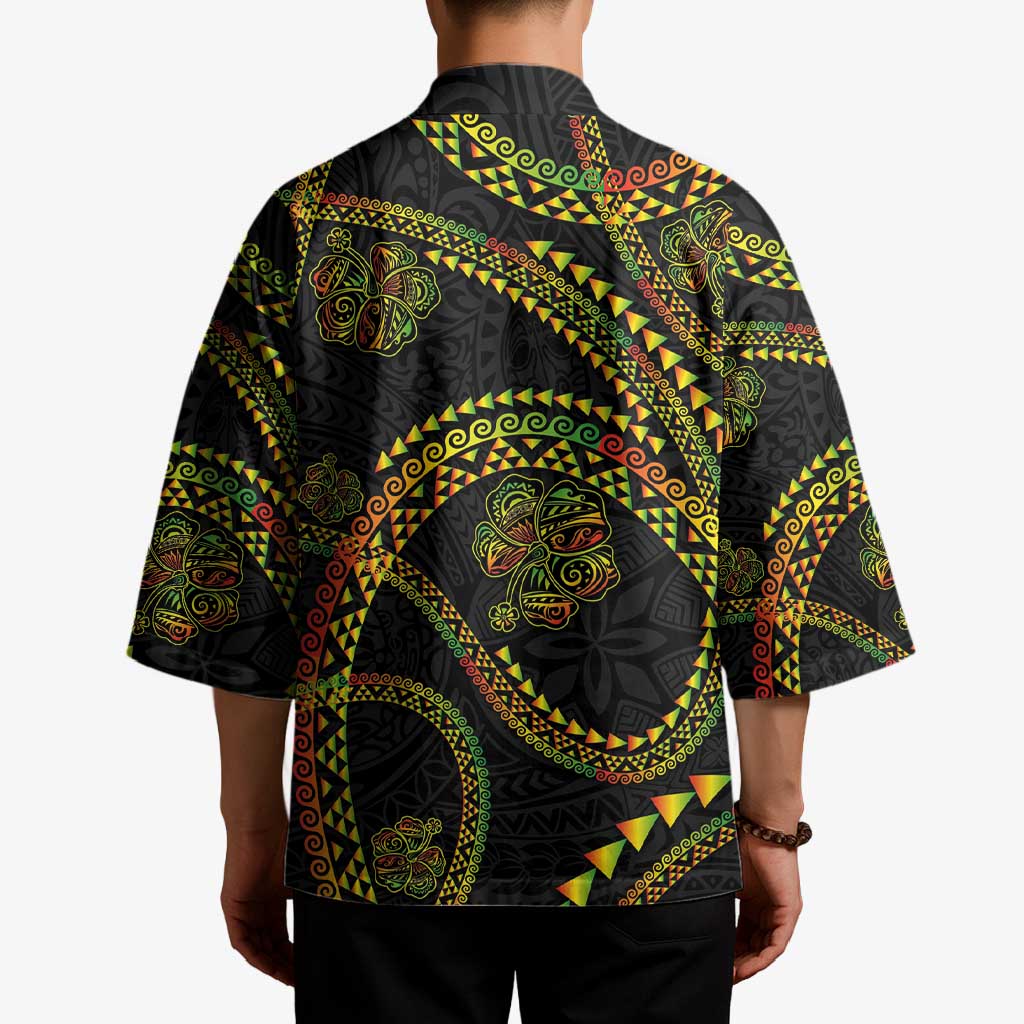 Hawaiian Kakau Art and Hisbiscus Tattoo Kimono Tribal Pattern-Reggae Style - Polynesian Pride
