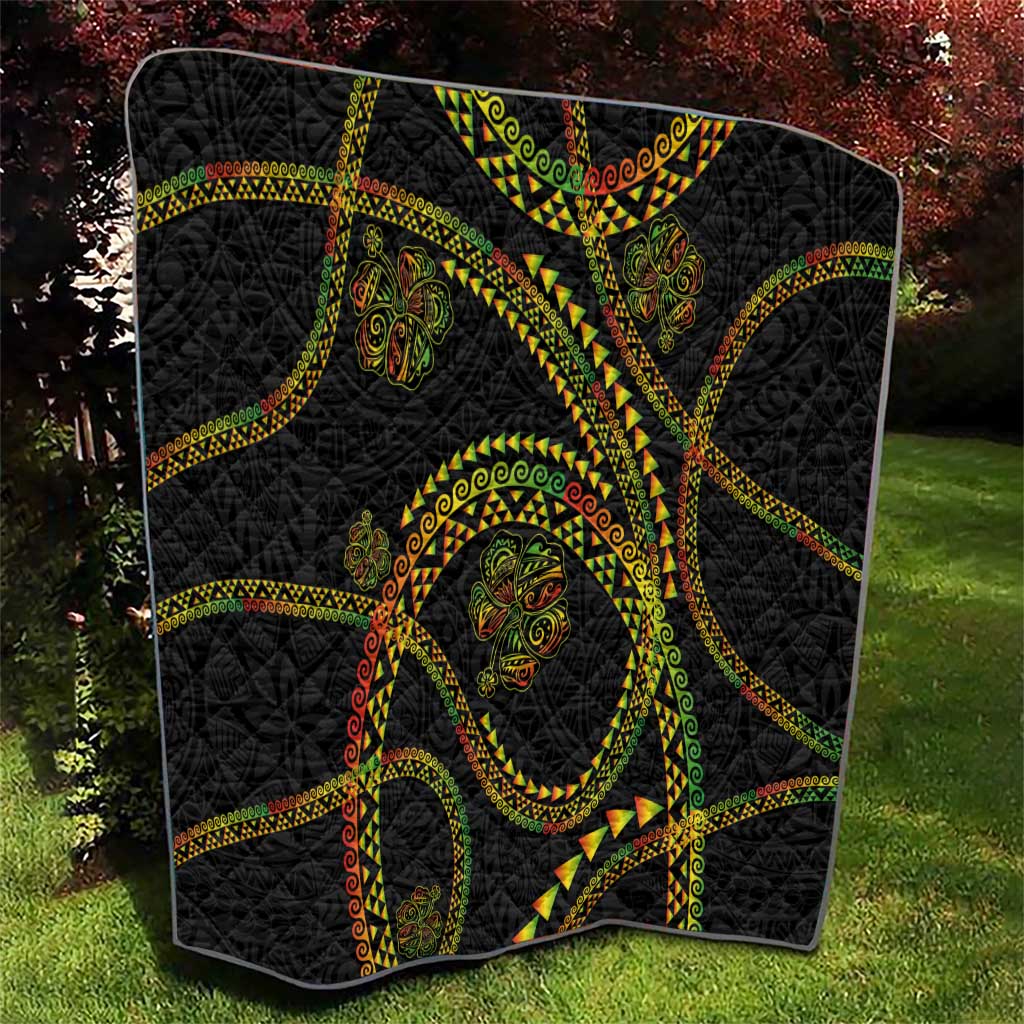 Hawaiian Kakau Art and Hisbiscus Tattoo Quilt Tribal Pattern-Reggae Style - Polynesian Pride