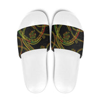 Hawaiian Kakau Art and Hisbiscus Tattoo Slide Sandals Tribal Pattern-Reggae Style - Polynesian Pride