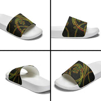 Hawaiian Kakau Art and Hisbiscus Tattoo Slide Sandals Tribal Pattern-Reggae Style - Polynesian Pride
