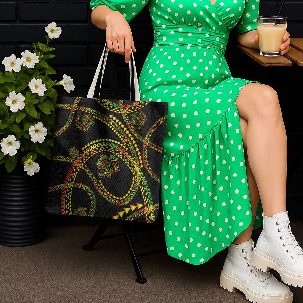 Hawaiian Kakau Art and Hisbiscus Tattoo Tote Bag Tribal Pattern-Reggae Style - Polynesian Pride