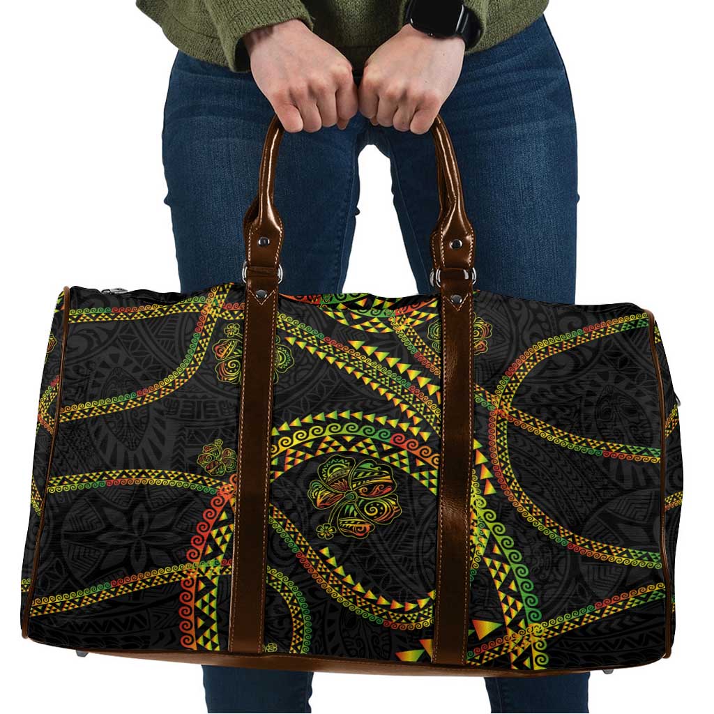 Hawaiian Kakau Art and Hisbiscus Tattoo Travel Bag Tribal Pattern-Reggae Style - Polynesian Pride