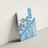 Hawaiian Abstract Sea Turtle Canvas Wall Art Polynesian Tapa Art and Kakau Tattoo White WaterColor - Polynesian Pride